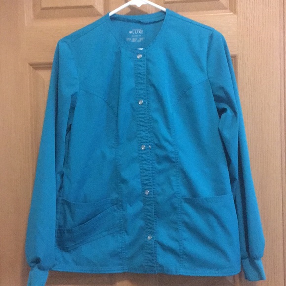 Cherokee Luxe Snap Front Warm Up Jacket in teal - Picture 2 of 6